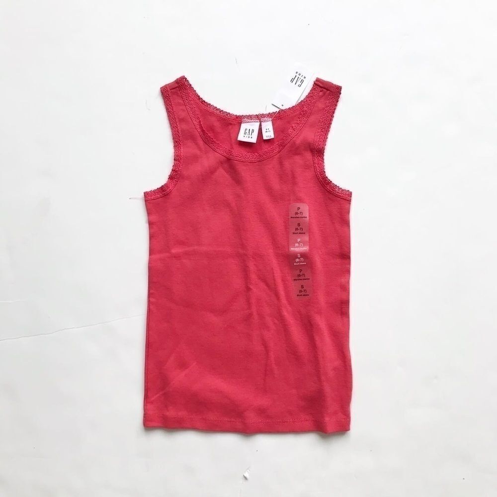 Gapkids NWT coral lace hem tank top S(6-7Y)
